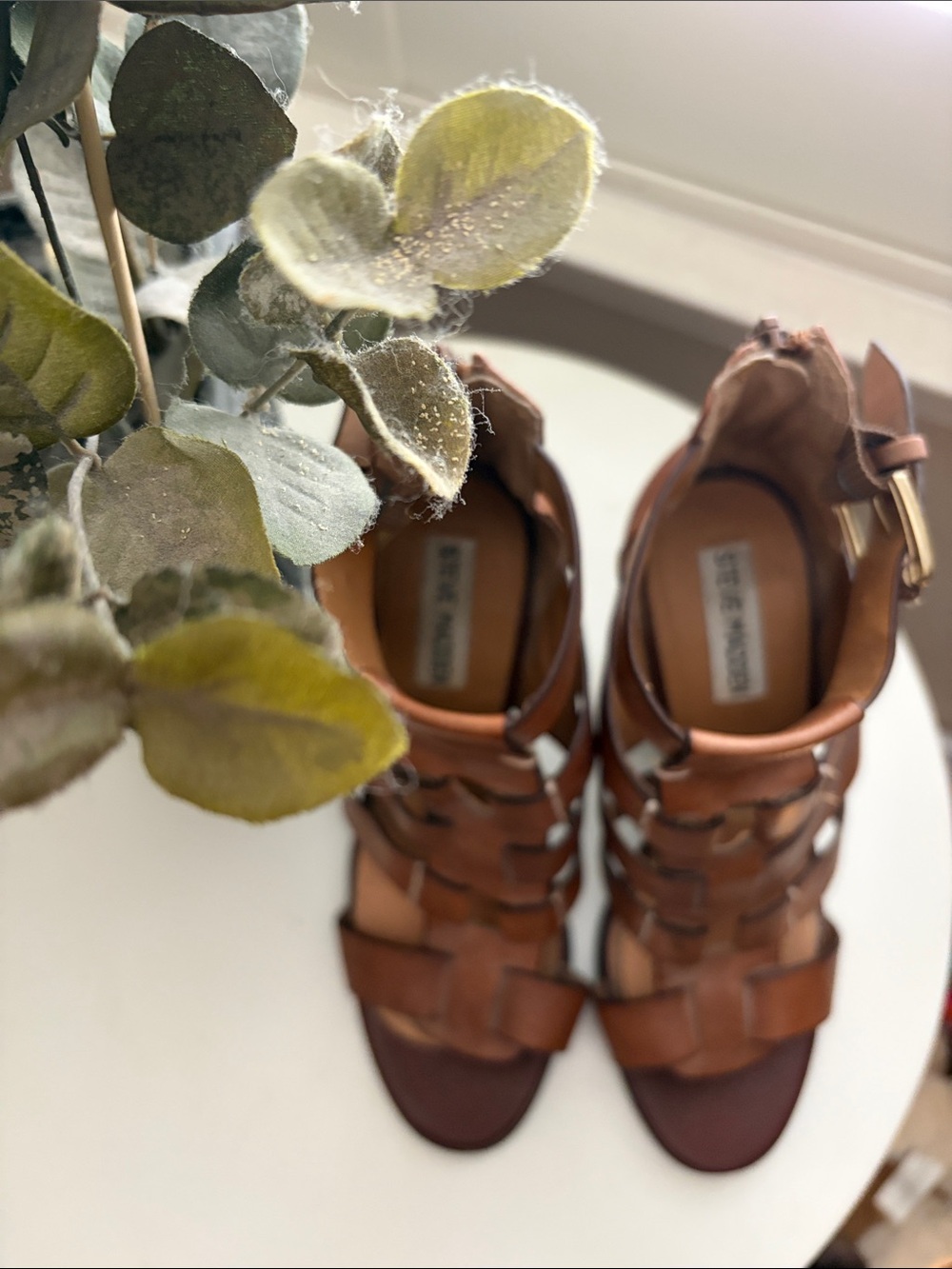 Steve Madden Brown Leather Strappy Gladiator Heels - Picture 4 of 4